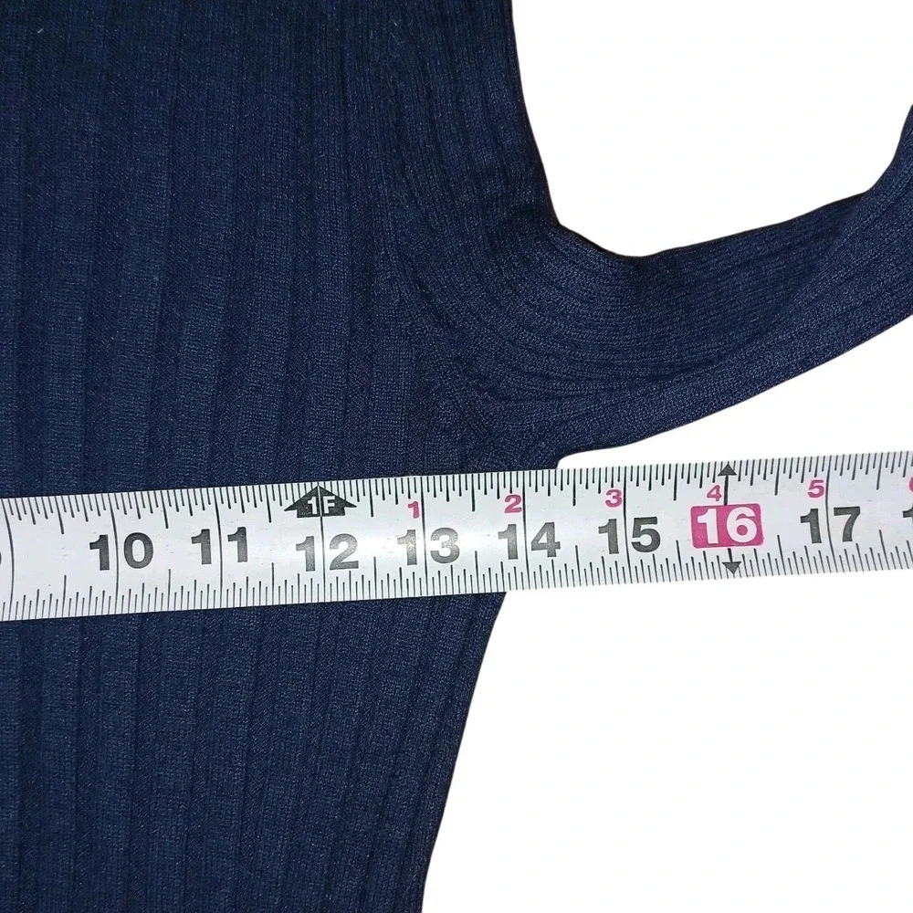 Brooks Brothers Women Sweater Size Med Navy‎ White Round Neck Stretch Nautical